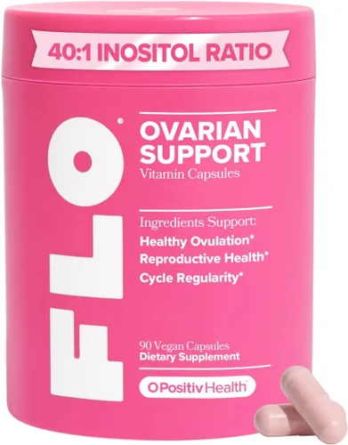 O Positiv FLO Apoyo a la salud ovárica - Equilibrio hormonal para mujeres, suplemento con DIM, Myo y D-Chiro inositol, ácido fólico - Apoya la