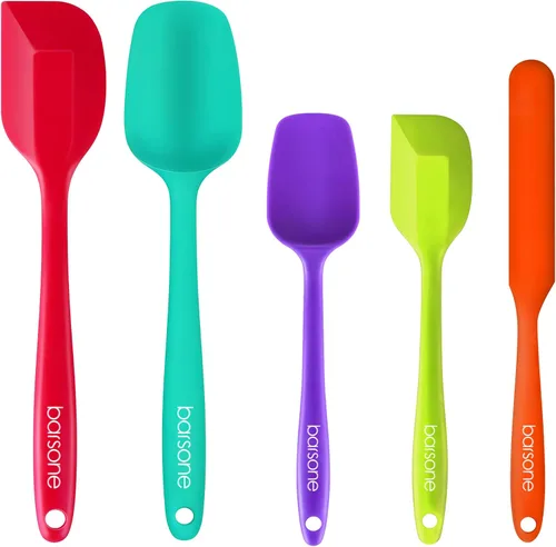 Miniatura 8 de Juego de espátulas de silicona de 5 piezas, resistentes al calor, 446 °F, grado alimenticio, sin BPA, antiadherentes, seguras para utensilios de Azul