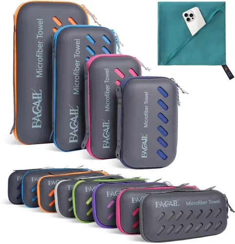 Miniatura 23 de BAGAIL - Toalla de camping con funda de EVA, toalla de viaje de microfibra compacta y ultrasuave, toalla de viaje súper absorbente y ligera de Gris