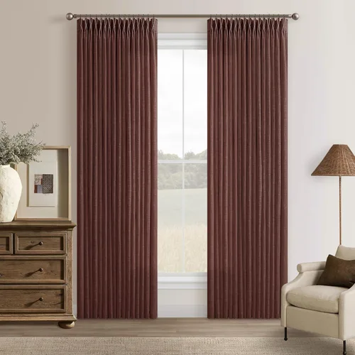 Miniatura 74 de TWODRAPES Cortinas de Lino Plisadas con Pinza Beige Blancas de 54 Pulgadas de Largo 2 Paneles para Comedor Cocina Dormitorio Plisadas Semi