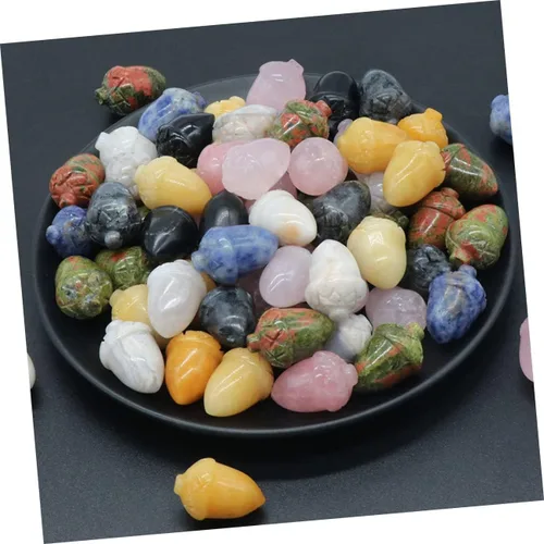 Miniatura 5 de Happyyami 6 piezas de conos de pino de piedra para regalo de cristal curativo, decoración de macetas de roca de cristal, conos de pino, adorno