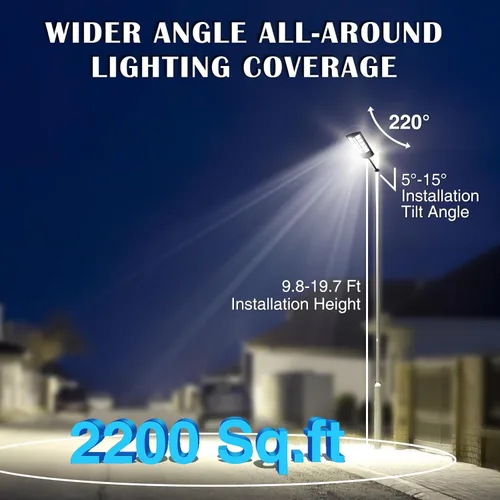 Miniatura 7 de ZJOJO Luz solar impermeable para exteriores, 30000 lúmenes, 1160 LED, luces de calle solares para exteriores del atardecer al amanecer, luz LED