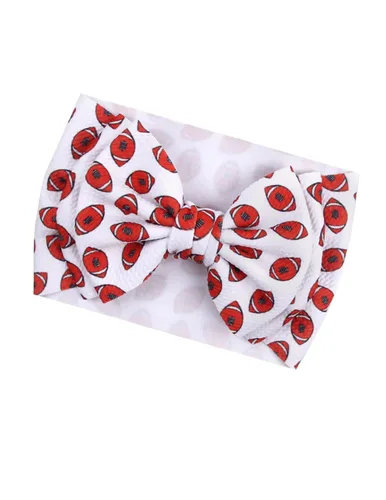 Miniatura 9 de BBTDIN Baby Football Turban Headband Girl Football Bows Baby Football Hair Band Bow BBG19 (3 Pcs-F1)