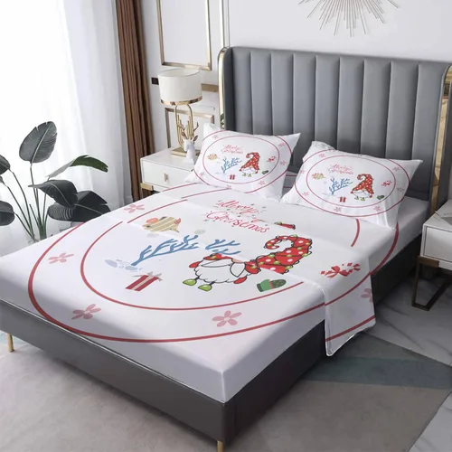 Sábanas de gnomo de Navidad tamaño Queen – Sábanas de cama de Navidad, microfibra suave, bolsillo profundo, sábanas y fundas de almohada con patrón