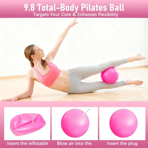 Miniatura 4 de Home Kit de pilates para mujer – Anillo de pilates de 12 pulgadas, juego de pelota y bandas de resistencia de 9 pulgadas, equipo completo de pilates