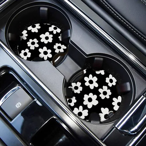 Miniatura 19 de WOCOCN Posavasos para automóvil, portavasos para automóvil, 2.75 pulgadas, antideslizantes y absorbentes, bonitos accesorios interiores para Negro