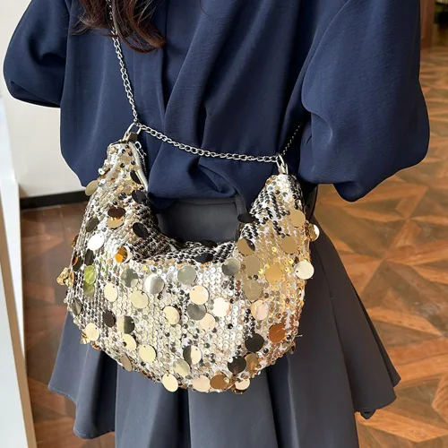 Miniatura 2 de Bolso de noche con lentejuelas brillantes para mujer, bandolera y bandolera para fiesta, graduación, boda