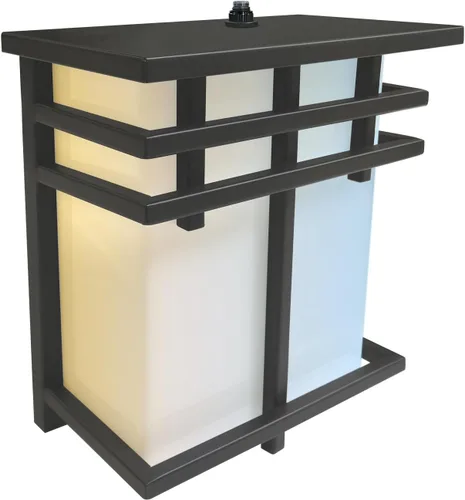 Sunlite 88686 LED Mission Style - Accesorio para exteriores, 12 vatios (75 W = ), 800 lúmenes, fotocélula incorporada, acabado negro, lente blanca