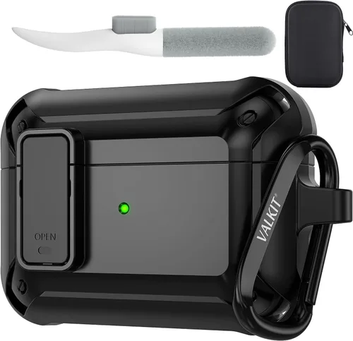 Miniatura 19 de Valkit Funda para Airpods para hombres con cerradura, funda de cuerpo completo con llavero para AirPods de Apple a prueba de golpes, funda