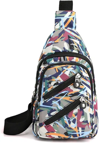 Miniatura 8 de FANDARE Elegante bolso bandolera para mujer para mujer, bolsa de pecho cruzada con agujero para auriculares, Negro, Grande
