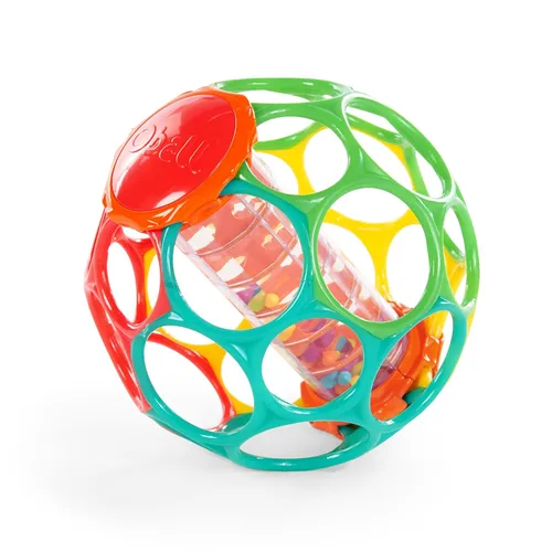 Miniatura 16 de Bright Starts Oball Sonajero de fácil agarre sin BPA para bebé en azul, edad recién nacido y más, 10 cm