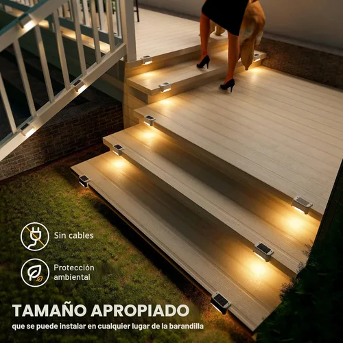 Miniatura 3 de SOLPEX - Juego de 16 luces solares para cercas al aire libre, luces impermeables LED para escalones solares para escaleras al aire libre, terraza