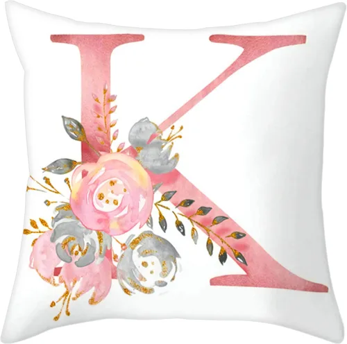 Miniatura 18 de Fundas de Almohada Decorativas del Alfabeto, Fundas de Cojín con Letras ABC y Flores, Fundas de Cojín Cuadradas de 18 x 18 Pulgadas, Protectores