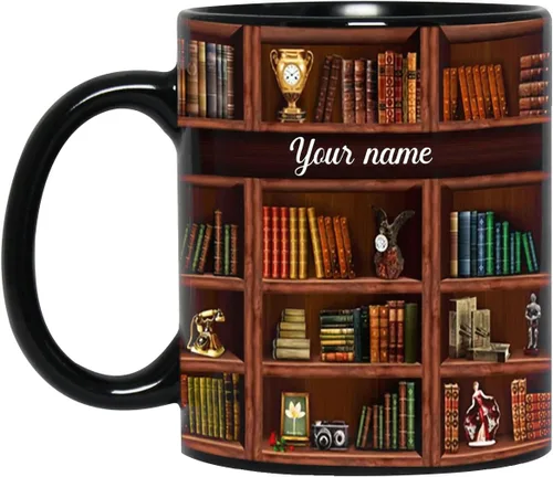 Miniatura 14 de B62112 - Taza de bibliotecario personalizada, motor de búsqueda original, estante de biblioteca, taza para amantes de los libros, color negro, 11
