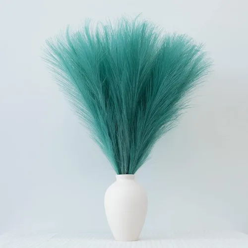 Miniatura 6 de Hierba de pampa sintética decorativa, 18 pulgadas/45 cm, hierba artificial de pampas esponjosa, arreglo floral pomposo de 6 tallos para decoración