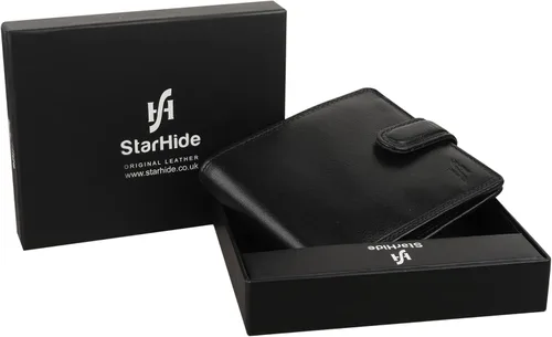 Miniatura 7 de Starhide Cartera de cuero italiano VT con bloqueo RFID para hombre, 1212, Negro -, Cartera RFID