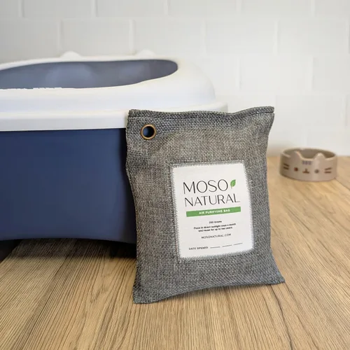 Miniatura 5 de Moso Natural, bolsa purificadora de aire Elimina olores de autos, armarios, baños y zonas de mascotas Juego de 4 unidades de color carbón, de 200 g