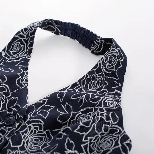 Miniatura 2 de Belle Poque Chaleco vintage para mujer, cuello halter, con botones, chalecos elegantes