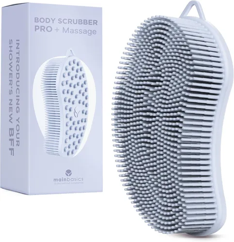 Miniatura 22 de MainBasics - Limpiador corporal de silicona, limpiador de ducha de doble cara con nodos de masaje, alternativa de esponja de silicona para limpieza