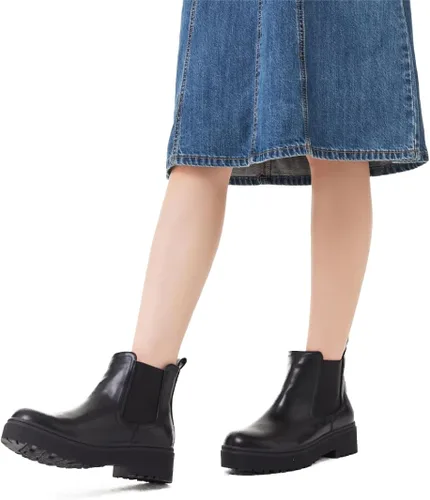 Miniatura 2 de HIKOWENLINN Botas Chelsea sin cordones con plataforma para mujer