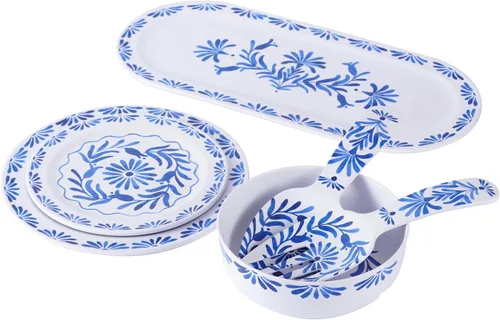Miniatura 3 de Azul - Juego de 6 cuencos de melamina duraderos de 7.4 pulgadas, para interiores/exteriores, inastillables y aptos para lavavajillas, para ensalada