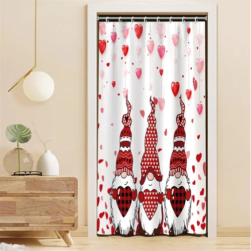 Miniatura 9 de Cortina de ducha de San Valentín para baño, 48 x 72 pulgadas, celosía, corazones de amor, impermeable, para tina, tina de caravana, rayas blancas