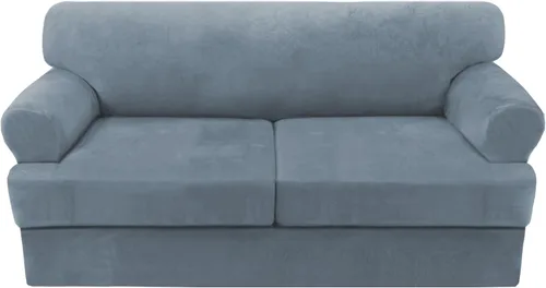 Miniatura 45 de H.VERSAILTEX Funda para sofá de 2 piezas, fundas para sillón con cojines en forma de T, funda para sofá de terciopelo grueso, protector de muebles