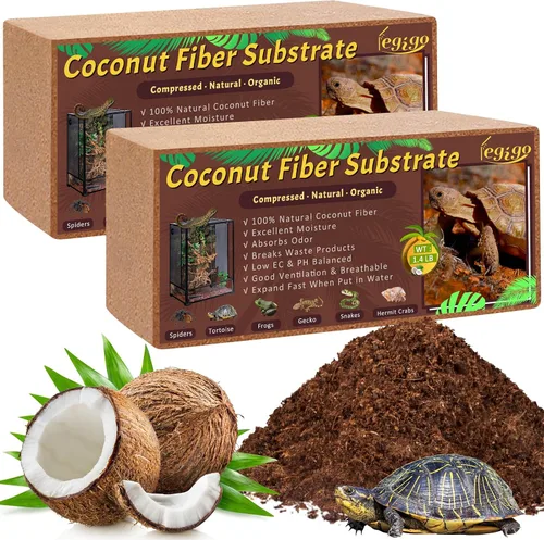 Legigo 2 Pack Sustrato de fibra de coco comprimida - 100% fibra de coco orgánica en bloque para cama de reptiles, sustrato natural de cáscara de