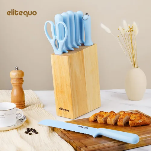 Miniatura 8 de Juego de bloques de cuchillos de cocina de 8 piezas con afilador, apto para lavavajillas, juego de bloques de cuchillos de acero inoxidable alemán