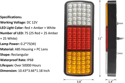 Miniatura 2 de 75 luces LED para remolque, señal de giro, freno de marcha atrás, luces LED para remolque, impermeables, IP68, kit de utilidad, camión, caravana