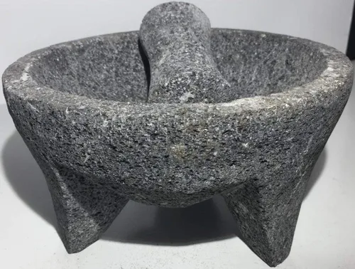Hecho en México Genuino Mexicano Manual Guacamole Salsa Maker Volcánica Piedra de lava Molcajete/Tejolote Mortero y Maja Hierbas Especias Granos 6"