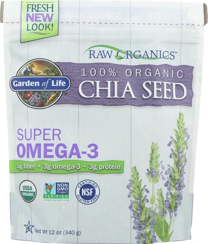 Miniatura 4 de Garden of Life Raw Organics Semillas de chía 100% orgánicas para batidos y pudín, alimentos de semillas enteras con superalimento Omega 3, 28