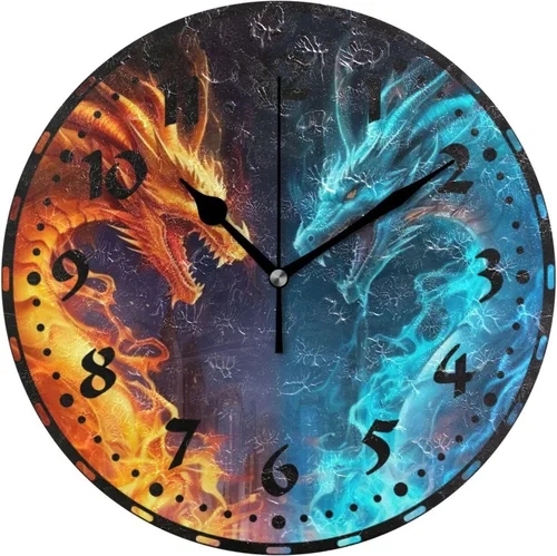 Miniatura 16 de Reloj de pared con patrón de flores mexicanas, silencioso sin tictac de 10 pulgadas, funciona con pilas, reloj fácil de leer para decoración
