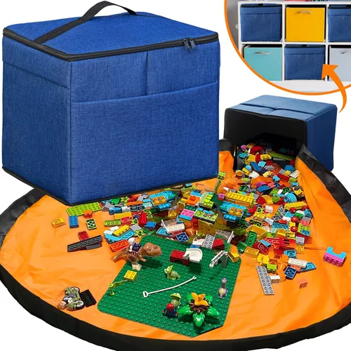 Miniatura 8 de Organizador de almacenamiento de juguetes XL con tapete de juego, bolsa de almacenamiento/caja para niños, niñas, guardería, sala de juegos, canasta