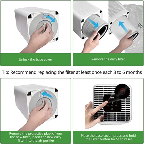 Miniatura 8 de Filtro de repuesto TPAP001, solo compatible con el purificador de aire TOPPIN TPAP001 Comfy Air C2, filtración eficiente 3 en 1 para filtro TOPPIN
