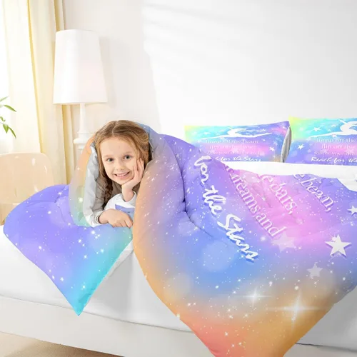 Miniatura 3 de Manfei - Juego de edredón para amantes de la gimnasia y la danza, tamaño individual, juego de ropa de cama romántica con diseño de cielo estrellado