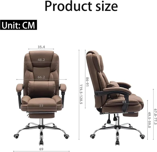 Miniatura 3 de Big and Tall Office Chair Heavy Duty Ergonomic Executive Desk Chair High Back PU Leather Computer Swivel Chair with Thick Padded Seat for Home White