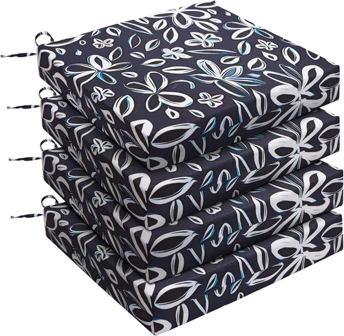 Miniatura 31 de UNIKOME Cojines para sillas de exterior, resistentes al agua, con lazos, relleno de esponja de alta densidad, cojines de asiento cuadrados