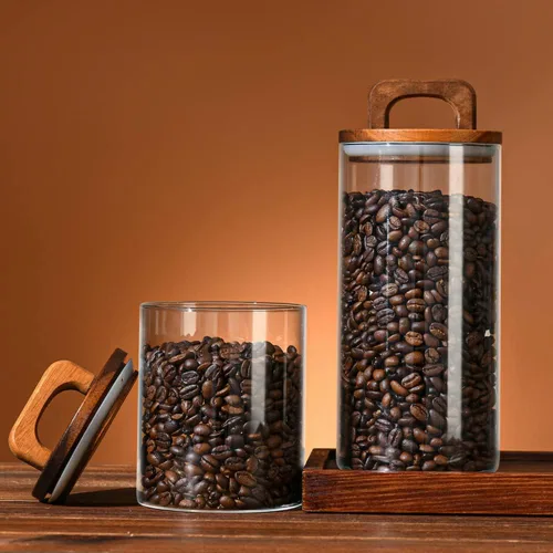 Miniatura 7 de Spacenight Recipiente de café, recipientes de vidrio para almacenamiento de alimentos, tarro de vidrio con tapa para granos de café, dulces