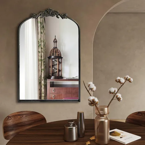 Miniatura 8 de HQiJun Espejo de Pared Ventana Decorativo Espejos Tradicionales Antiguo Arqueado Estilo Granja para Sala de Estar Dormitorio Entrada Baño Tocador