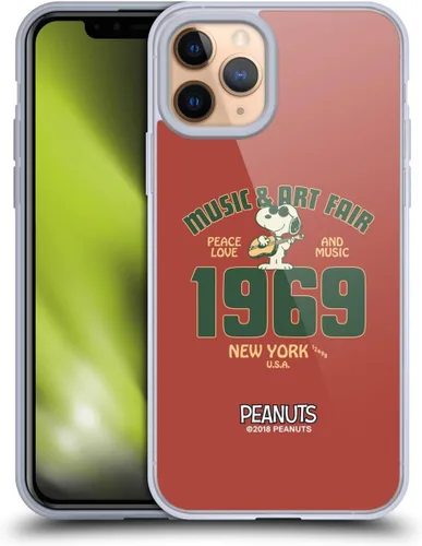 Miniatura 100 de Head Case Designs Funda de gel Woodstock 50th con licencia oficial de Peanuts Snoopy Guitar 1969 [protección de grado militar] compatible con Apple