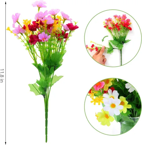 ARTKAIKE 6 paquetes de flores artificiales, resistentes a los rayos UV, no se decoloran, para exteriores, madres falsas para interiores y