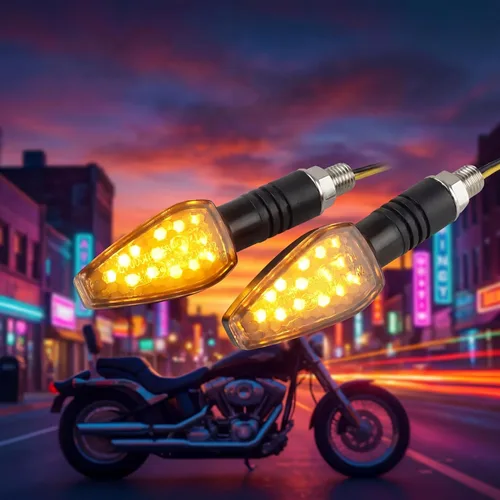 Miniatura 9 de ANKIA - 2 luces LED universales de 14 luces LED intermitentes de giro para motocicleta, mini indicadores de flecha de tallo delantero y trasero