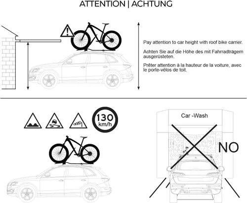 Miniatura 8 de OMAC Soporte para bicicleta de montaje en techo para coche, portador de bicicleta, universal, con cerradura negra