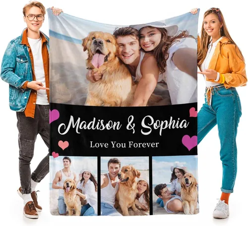 Miniatura 19 de D-Story Mantas personalizadas con fotos, regalos personalizados para parejas, regalos de aniversario y cumpleaños para esposa, marido, novia, novio