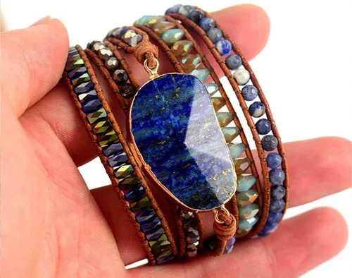 Miniatura 105 de ZOSOJONA - Pulseras bohemias hechas a mano de piedra natural, que dan vuelta, con cuentas de cristal de turquesa