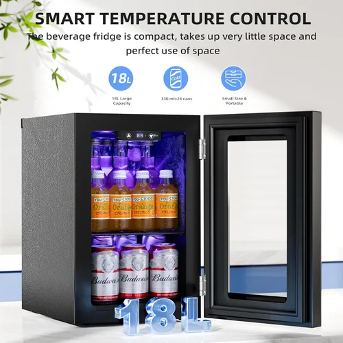Miniatura 3 de Antarctic Star Refrigerador de Bebidas Enfriador de 18L, 24 Latas, Mini Refrigerador con Compresor Silencioso, Luz LED, Refrigerador Pequeño