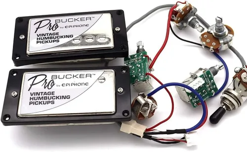 ProBucker Alnico Pastillas de puente y cuello con arnés de cableado profesional y interruptores de 3 vías universales para guitarra eléctrica (cromo