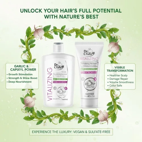 Miniatura 4 de FARMASI Dr. C. Tuna Vitalizing Garlic Shampoo and Hair Mask - Tratamiento natural para el crecimiento del cabello, previene la pérdida, estimula