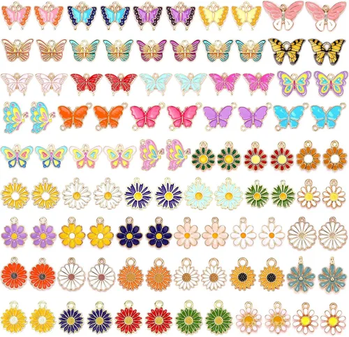 Miniatura 20 de SANNIX 110 piezas 55 pares de dijes de Halloween esmaltados dorados para Halloween, aretes, pulseras, collares, manualidades